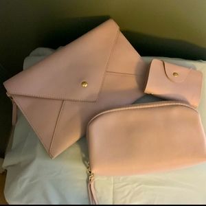 Clutch purse set 3 pieces rose gold